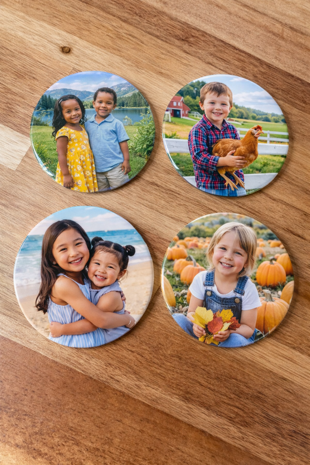 Set of 6 Round Custom Photo Magnets 2.25 inch