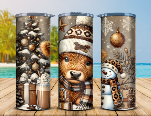 Cozy Highland Cow Christmas Tumbler