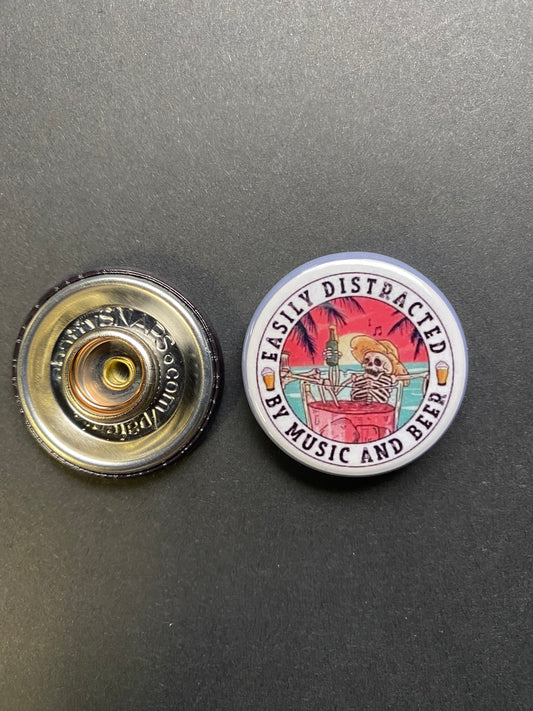 Easily Distracted By Music And Beer Snap Charm