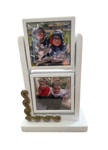 WHITE MARBLE Rotating Photo Tower