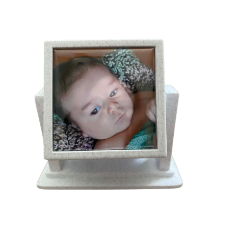 WHITE MARBLE Rotating Photo Cube