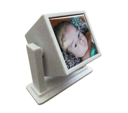 WHITE MARBLE Rotating Photo Cube